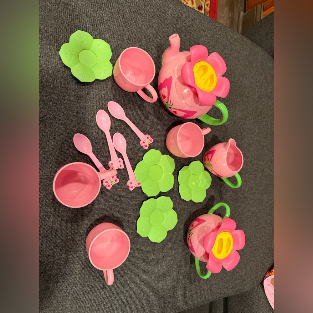 Pink and Green Floral Tea Set